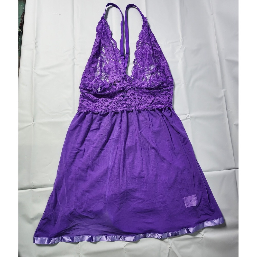 Lace Top Babydoll S Avidlove Teddy Purple Mesh Open Back Ribbon Hem Sheer